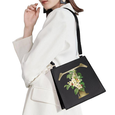 2022 Fashion Woman Μάρκα Golden Flower Commuter Τσάντα ώμου Αρχικό όνομα Μοτίβο γράμματος Τσάντα εκτύπωσης Τετράγωνη Γυναικεία Basic Tote Bag
