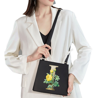 2022 Fashion Woman Μάρκα Golden Flower Commuter Τσάντα ώμου Αρχικό όνομα Μοτίβο γράμματος Τσάντα εκτύπωσης Τετράγωνη Γυναικεία Basic Tote Bag