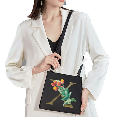 2022 Fashion Woman Μάρκα Golden Flower Commuter Τσάντα ώμου Αρχικό όνομα Μοτίβο γράμματος Τσάντα εκτύπωσης Τετράγωνη Γυναικεία Basic Tote Bag