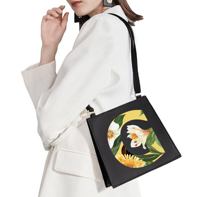 2022 Απλή τετράγωνη τσάντα Αρχικό όνομα Επιστολή μοτίβο Εκτύπωση τσάντα επιβατών Γυναικεία τσάντα μόδας τσάντα ώμου Βραδινή τσάντα