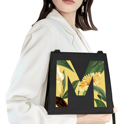 2022 Απλή τετράγωνη τσάντα Αρχικό όνομα Επιστολή μοτίβο Εκτύπωση τσάντα επιβατών Γυναικεία τσάντα μόδας τσάντα ώμου Βραδινή τσάντα