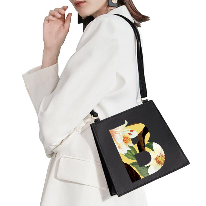 2022 Απλή τετράγωνη τσάντα Αρχικό όνομα Επιστολή μοτίβο Εκτύπωση τσάντα επιβατών Γυναικεία τσάντα μόδας τσάντα ώμου Βραδινή τσάντα