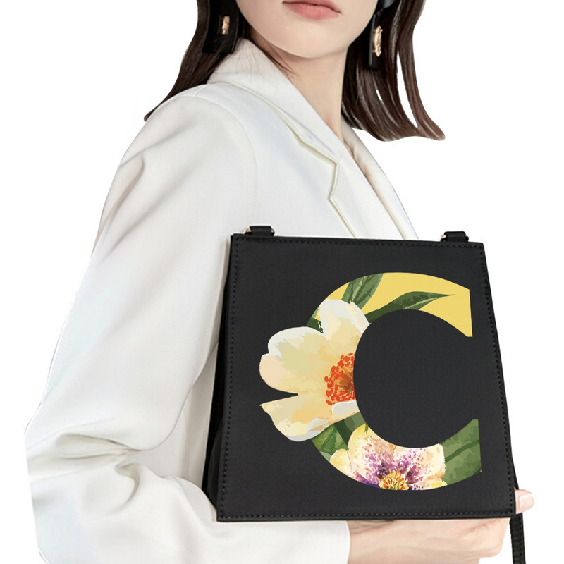 2022 Απλή τετράγωνη τσάντα Αρχικό όνομα Επιστολή μοτίβο Εκτύπωση τσάντα επιβατών Γυναικεία τσάντα μόδας τσάντα ώμου Βραδινή τσάντα