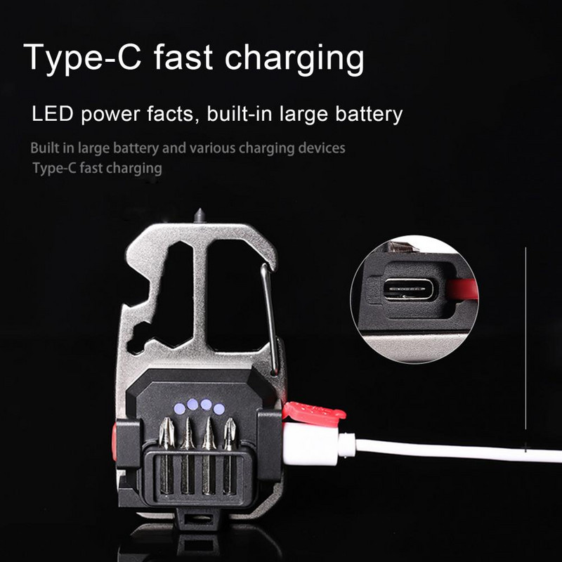 Μίνι φακός Type-C Μπρελόκ Επαναφορτιζόμενο Cob Αδιάβροχο φως εργασίας Led Υψηλή φωτεινότητα Φωτιστικό Κάμπινγκ έκτακτης ανάγκης Φωτιστικό μπρελόκ