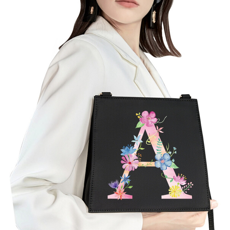 2022 Απλή τετράγωνη τσάντα Αρχικό όνομα Επιστολή μοτίβο Εκτύπωση τσάντα επιβατών Γυναικεία τσάντα μόδας τσάντα ώμου Βραδινή τσάντα