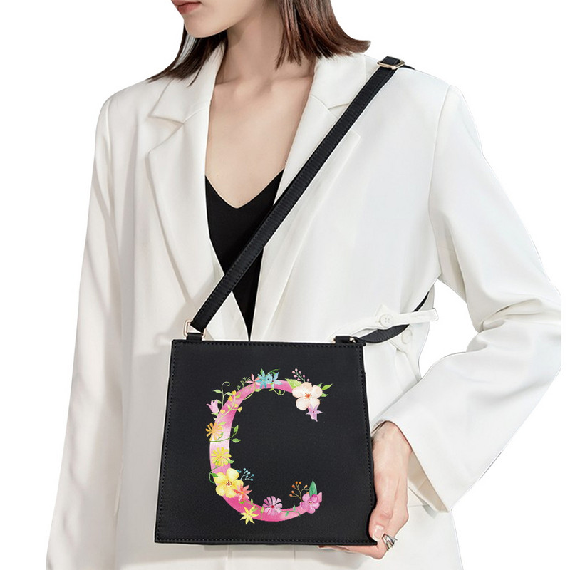 2022 Απλή τετράγωνη τσάντα Αρχικό όνομα Επιστολή μοτίβο Εκτύπωση τσάντα επιβατών Γυναικεία τσάντα μόδας τσάντα ώμου Βραδινή τσάντα