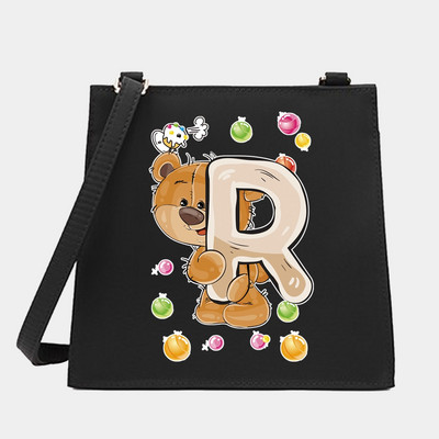 Μόδα Wild Women Shoulder Messenger Μικρές τετράγωνες τσάντες Trendy Bear Letter Series Pattern Designer Commute Handbag Tote BagPurse