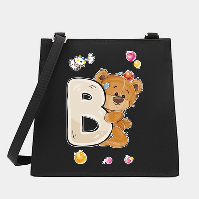 Μόδα Wild Women Shoulder Messenger Μικρές τετράγωνες τσάντες Trendy Bear Letter Series Pattern Designer Commute Handbag Tote BagPurse