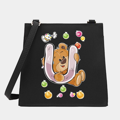 Μόδα Wild Women Shoulder Messenger Μικρές τετράγωνες τσάντες Trendy Bear Letter Series Pattern Designer Commute Handbag Tote BagPurse