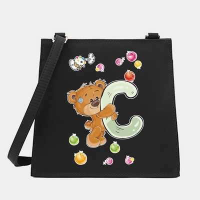 Μόδα Wild Women Shoulder Messenger Μικρές τετράγωνες τσάντες Trendy Bear Letter Series Pattern Designer Commute Handbag Tote BagPurse