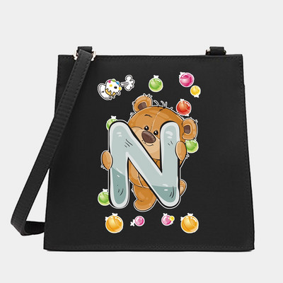 Μόδα Wild Women Shoulder Messenger Μικρές τετράγωνες τσάντες Trendy Bear Letter Series Pattern Designer Commute Handbag Tote BagPurse
