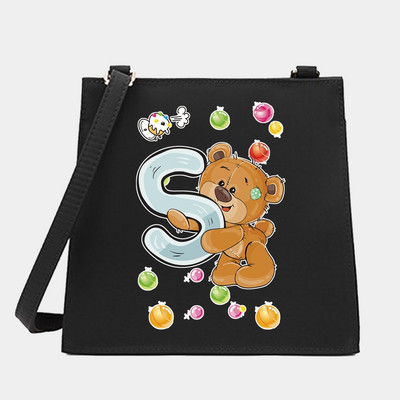 Μόδα Wild Women Shoulder Messenger Μικρές τετράγωνες τσάντες Trendy Bear Letter Series Pattern Designer Commute Handbag Tote BagPurse