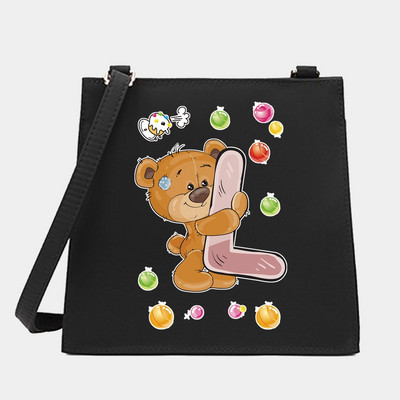 Μόδα Wild Women Shoulder Messenger Μικρές τετράγωνες τσάντες Trendy Bear Letter Series Pattern Designer Commute Handbag Tote BagPurse