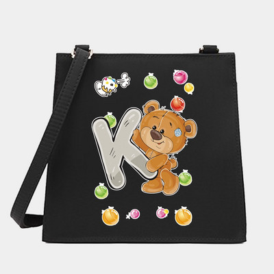 Μόδα Wild Women Shoulder Messenger Μικρές τετράγωνες τσάντες Trendy Bear Letter Series Pattern Designer Commute Handbag Tote BagPurse