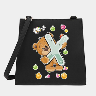Μόδα Wild Women Shoulder Messenger Μικρές τετράγωνες τσάντες Trendy Bear Letter Series Pattern Designer Commute Handbag Tote BagPurse