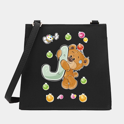 Μόδα Wild Women Shoulder Messenger Μικρές τετράγωνες τσάντες Trendy Bear Letter Series Pattern Designer Commute Handbag Tote BagPurse