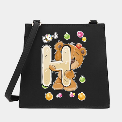 Μόδα Wild Women Shoulder Messenger Μικρές τετράγωνες τσάντες Trendy Bear Letter Series Pattern Designer Commute Handbag Tote BagPurse