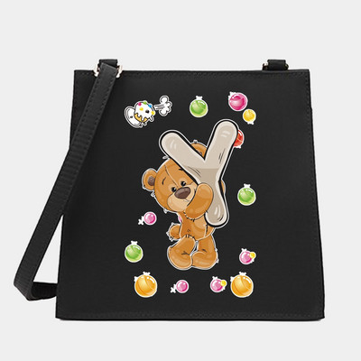 Μόδα Wild Women Shoulder Messenger Μικρές τετράγωνες τσάντες Trendy Bear Letter Series Pattern Designer Commute Handbag Tote BagPurse
