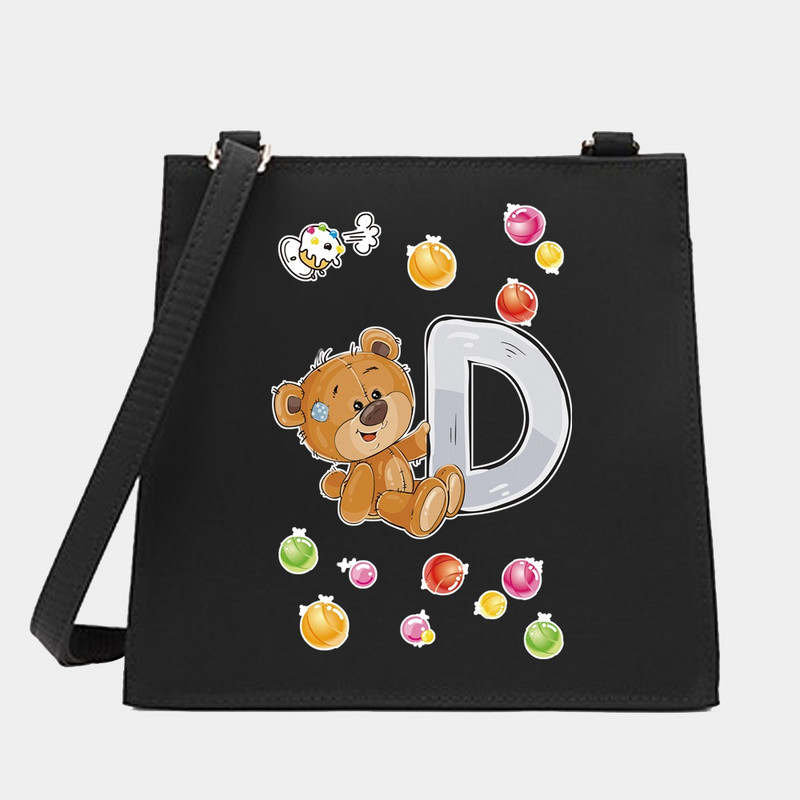 Μόδα Wild Women Shoulder Messenger Μικρές τετράγωνες τσάντες Trendy Bear Letter Series Pattern Designer Commute Handbag Tote BagPurse