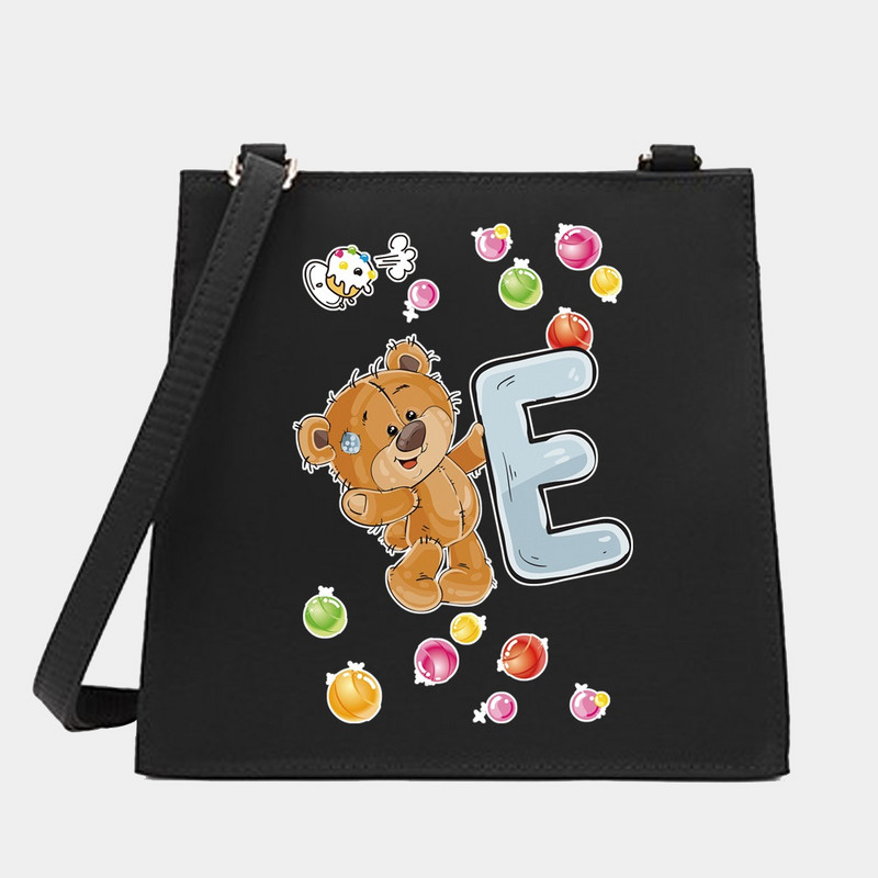 Μόδα Wild Women Shoulder Messenger Μικρές τετράγωνες τσάντες Trendy Bear Letter Series Pattern Designer Commute Handbag Tote BagPurse