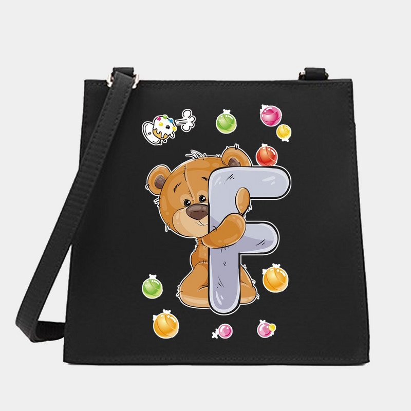 Μόδα Wild Women Shoulder Messenger Μικρές τετράγωνες τσάντες Trendy Bear Letter Series Pattern Designer Commute Handbag Tote BagPurse