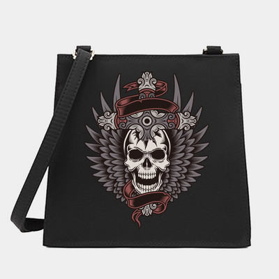 Γυναικεία Shoulder Messenger Πορτοφόλι για αγορές Τσάντα σχεδιαστή Μικρές τετράγωνες τσάντες Skull Series Pattern Crossbody Tote Bag