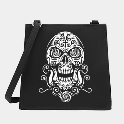 Γυναικεία Shoulder Messenger Πορτοφόλι για αγορές Τσάντα σχεδιαστή Μικρές τετράγωνες τσάντες Skull Series Pattern Crossbody Tote Bag