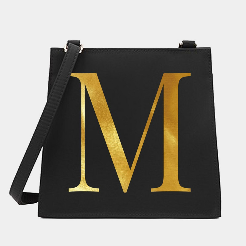 Genți pătrate pentru femei, cu umăr, cu literă, serie de nume, model pentru navetă.