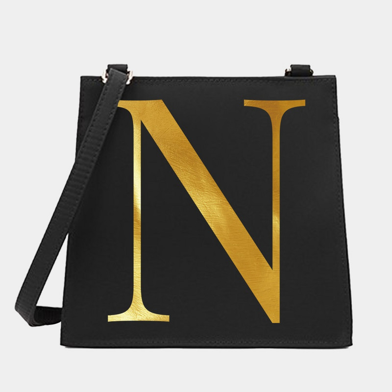 Genți pătrate pentru femei, cu umăr, cu literă, serie de nume, model pentru navetă.