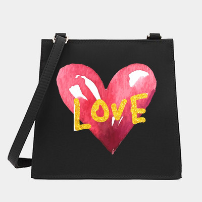 Crossbody ώμου από γυναίκες Μικρές τετράγωνες τσάντες Love Series Pattern Designer Commute Tote Messenger Τσάντα Shopping Purse Τσάντα