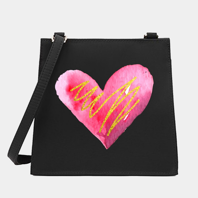 Crossbody ώμου από γυναίκες Μικρές τετράγωνες τσάντες Love Series Pattern Designer Commute Tote Messenger Τσάντα Shopping Purse Τσάντα