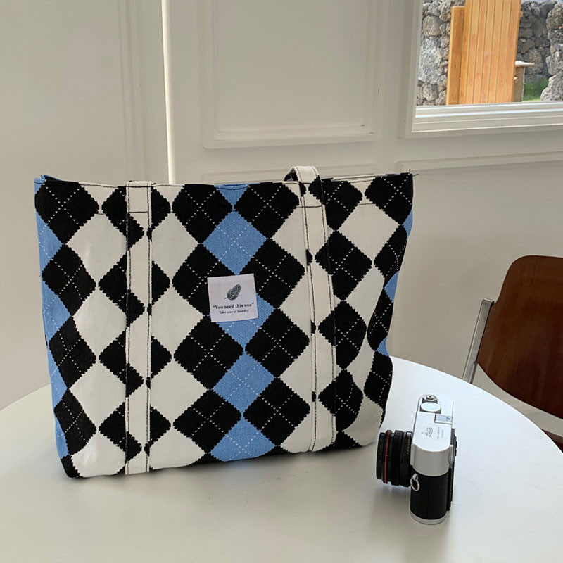 Youda γυναικεία τσάντα ώμου καμβά Βιβλία χρώματος αντίθεσης Καθημερινές τσάντες αγορών Μαθητικές τσάντες βιβλιοθήκης Βαμβακερές τσάντες μεγάλη τσάντα για κορίτσια