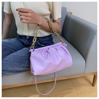 Νέες γυναικείες τσάντες ώμου με χοντρή αλυσίδα pu Δερμάτινη πλισέ τσάντα σύννεφο Απλή τσάντα χιαστί Casual σχεδιαστής γυναικείων τσαντών