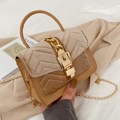 4 Χρώματα Γυναικεία κοτλέ τσάντα Τσάντες ώμου Pu Δερμάτινη τσάντα χιαστί Messenger Velvet Casual Commuter Μικρές τετράγωνες τσάντες Τσαντάκι