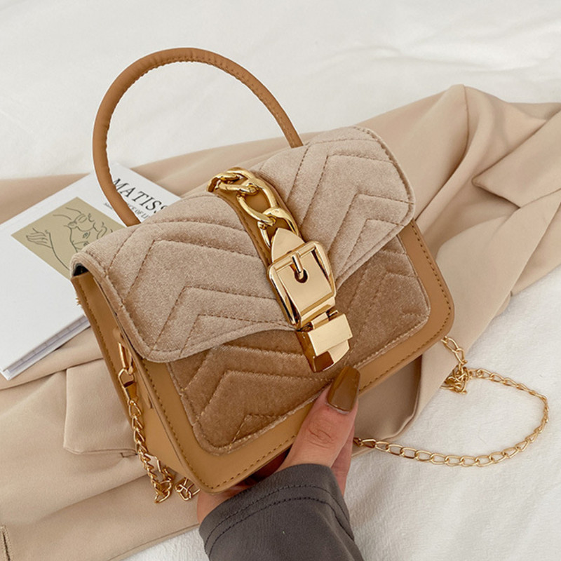 4 Χρώματα Γυναικεία κοτλέ τσάντα Τσάντες ώμου Pu Δερμάτινη τσάντα χιαστί Messenger Velvet Casual Commuter Μικρές τετράγωνες τσάντες Τσαντάκι