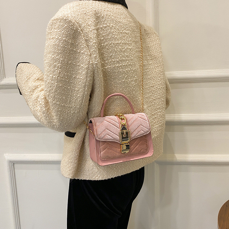 4 Χρώματα Γυναικεία κοτλέ τσάντα Τσάντες ώμου Pu Δερμάτινη τσάντα χιαστί Messenger Velvet Casual Commuter Μικρές τετράγωνες τσάντες Τσαντάκι