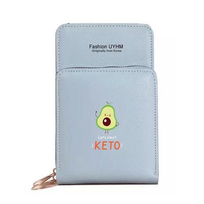 Naiste rahakotid Mobiiltelefoni kott Kaardipakk Naistele Uus hoiukoht Õlakotid Avokaado Print Puuteekraan Mobiiltelefoni rahakott