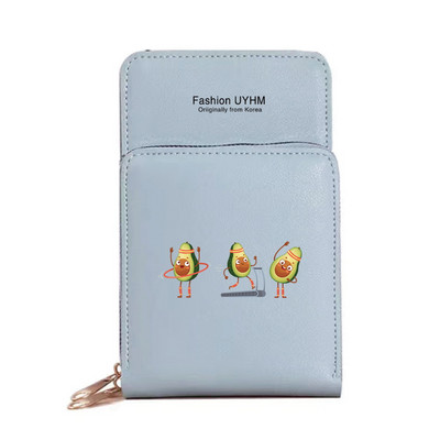 Naiste rahakotid Mobiiltelefoni kott Kaardipakk Naistele Uus hoiukoht Õlakotid Avokaado Print Puuteekraan Mobiiltelefoni rahakott