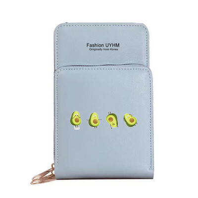 Naiste rahakotid Mobiiltelefoni kott Kaardipakk Naistele Uus hoiukoht Õlakotid Avokaado Print Puuteekraan Mobiiltelefoni rahakott