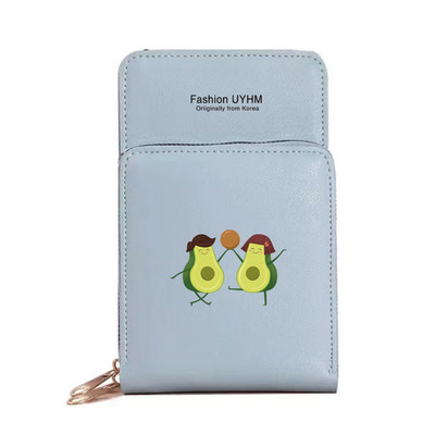 Naiste rahakotid Mobiiltelefoni kott Kaardipakk Naistele Uus hoiukoht Õlakotid Avokaado Print Puuteekraan Mobiiltelefoni rahakott