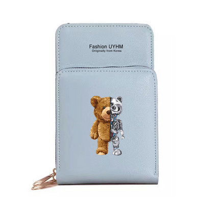 Uued Naiste Rahakotid Mobiiltelefoni kott Pu Nahast kaardipakk Naiste õlakotid Karu Print Puuteekraan Mobiiltelefoni rahakott