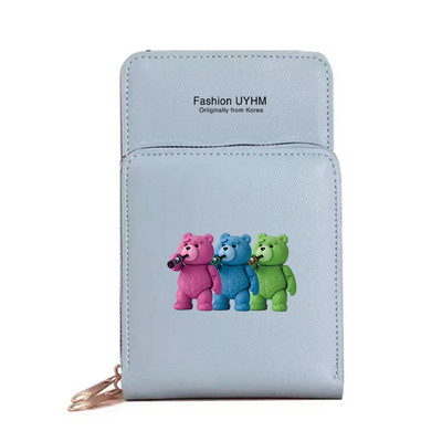 Uued Naiste Rahakotid Mobiiltelefoni kott Pu Nahast kaardipakk Naiste õlakotid Karu Print Puuteekraan Mobiiltelefoni rahakott