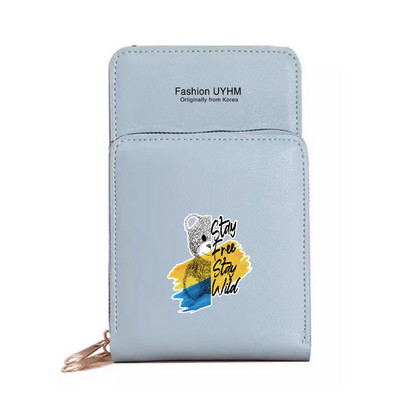 Uued Naiste Rahakotid Mobiiltelefoni kott Pu Nahast kaardipakk Naiste õlakotid Karu Print Puuteekraan Mobiiltelefoni rahakott