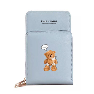 Uued Naiste Rahakotid Mobiiltelefoni kott Pu Nahast kaardipakk Naiste õlakotid Karu Print Puuteekraan Mobiiltelefoni rahakott