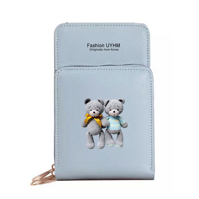 Uued Naiste Rahakotid Mobiiltelefoni kott Pu Nahast kaardipakk Naiste õlakotid Karu Print Puuteekraan Mobiiltelefoni rahakott