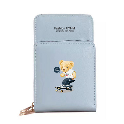 Uued Naiste Rahakotid Mobiiltelefoni kott Pu Nahast kaardipakk Naiste õlakotid Karu Print Puuteekraan Mobiiltelefoni rahakott