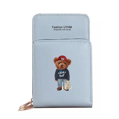 Uued Naiste Rahakotid Mobiiltelefoni kott Pu Nahast kaardipakk Naiste õlakotid Karu Print Puuteekraan Mobiiltelefoni rahakott