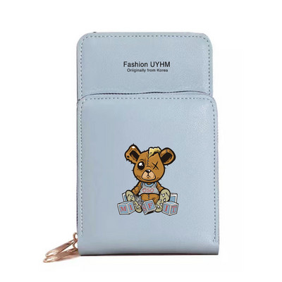 Uued Naiste Rahakotid Mobiiltelefoni kott Pu Nahast kaardipakk Naiste õlakotid Karu Print Puuteekraan Mobiiltelefoni rahakott