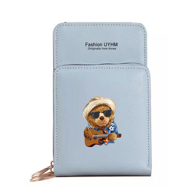 Uued Naiste Rahakotid Mobiiltelefoni kott Pu Nahast kaardipakk Naiste õlakotid Karu Print Puuteekraan Mobiiltelefoni rahakott