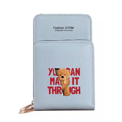 Uued Naiste Rahakotid Mobiiltelefoni kott Pu Nahast kaardipakk Naiste õlakotid Karu Print Puuteekraan Mobiiltelefoni rahakott